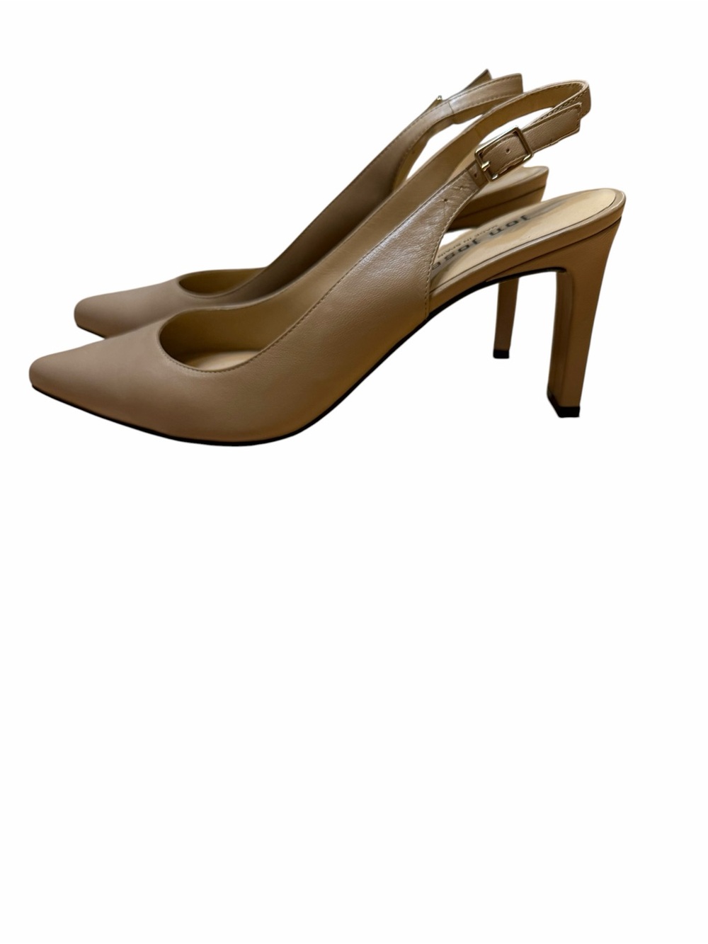 Jon Josef Leather Pointed-Toe Slingback Heels in Tan